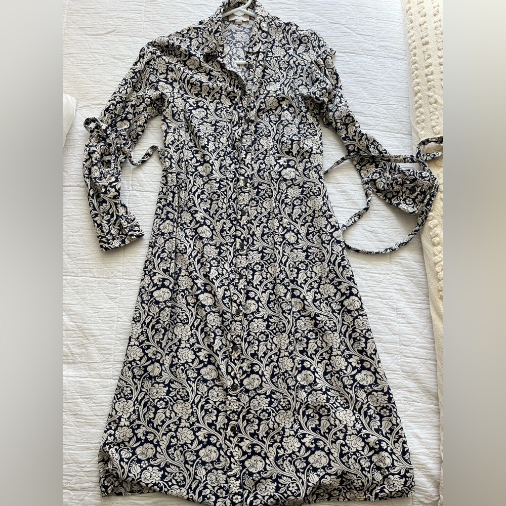 Floral Navy and Cream Women's Dress